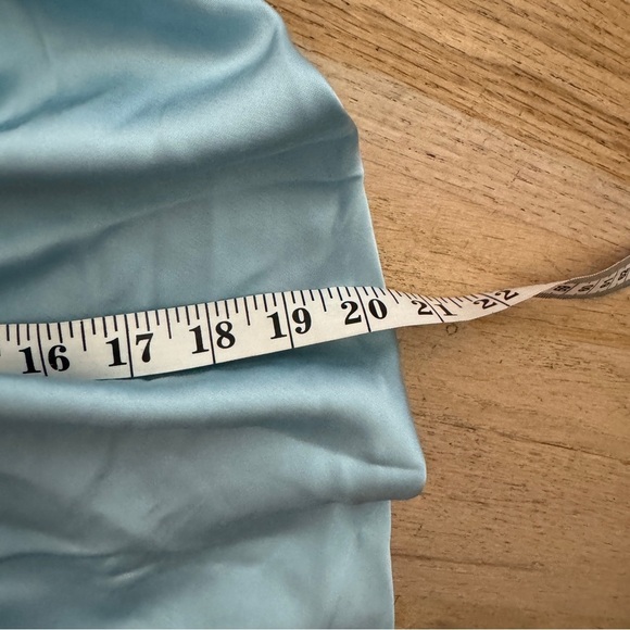 Abercrombie Light Blue One Shoulder Satin Knotted Midi Dress NEW - Picture 8 of 9